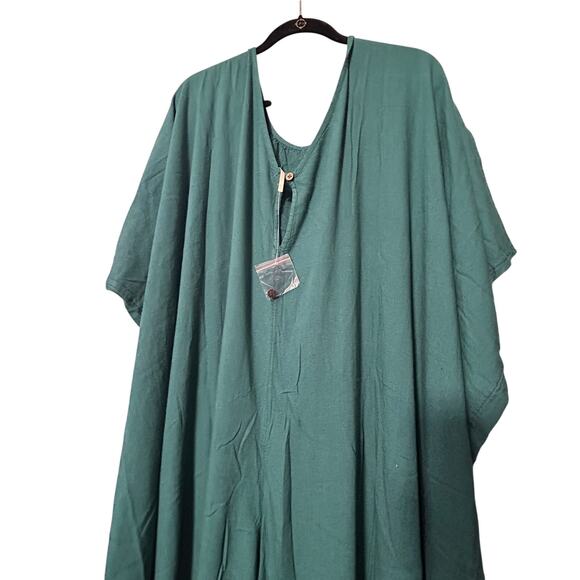 NEW Free People Milo One-Piece Jumpsuit Hunter Green XS Linen Billow Boho Roomy - Picture 7 of 12